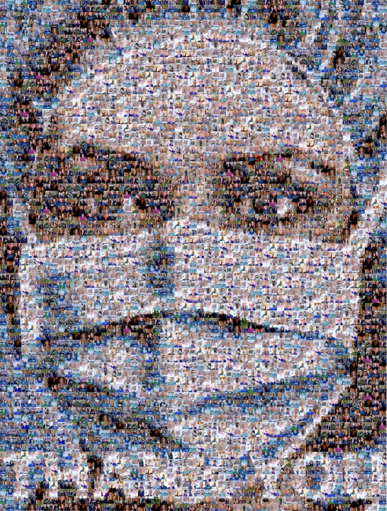 A digital collage created by portrait artist Nathan Wyburn of 200 NHS workers, created as a 'thank you' to the key workers during the 2019-20 coronavirus pandemic. Photo Credit: © Nathan Wyburn via Wikimedia Commons. 