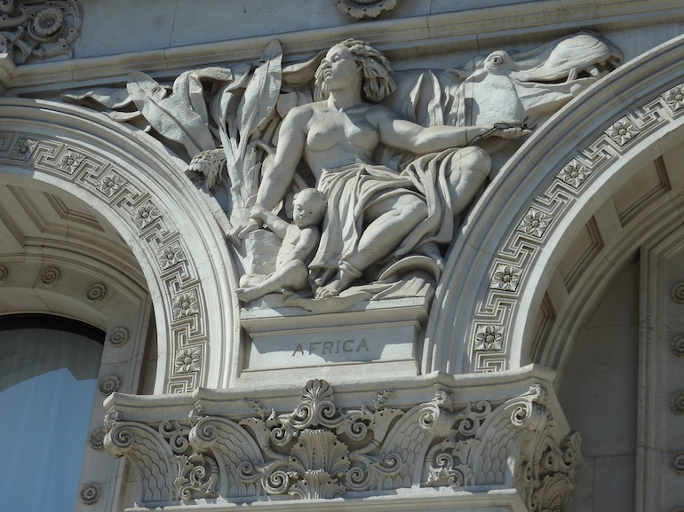 Sculpture representing Africa on exterior of the Foreign & Commonwealth Office, Whitehall, London. Photo Credit: © Angela Morgan. 