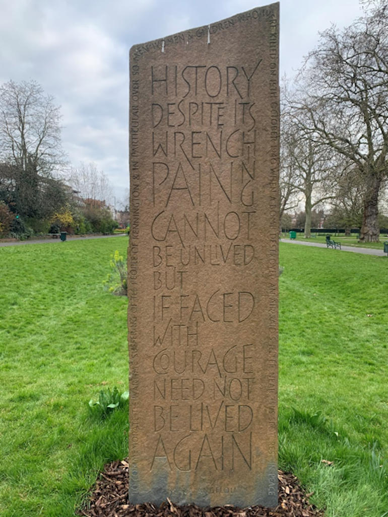 WW2 memorial in Kennington Park. Photo Credit: © Ruth Polling.