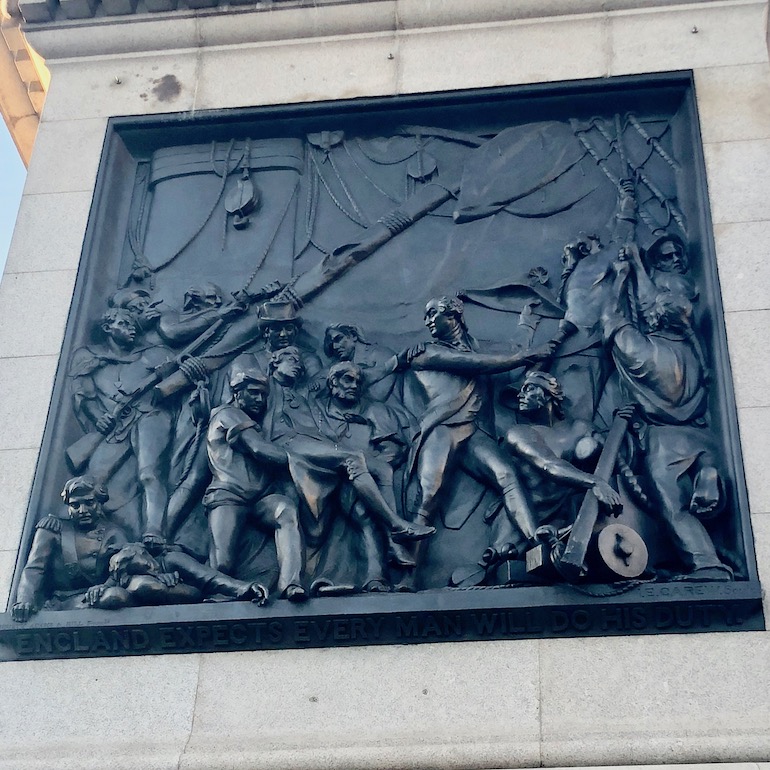 Black sailor depicted at base of Nelson's Column in Trafalgar Square, London. Photo Credit: © Ursula Petula Barzey.