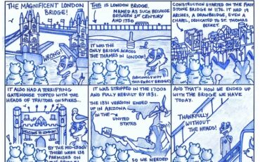Millie the Blue Badger - London Bridge Cartoon. Photo Credit: © Amber Tallon.