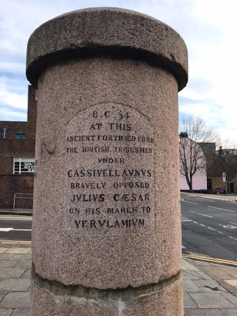 Brentford Monument with Julius Caesar Inscription. Photo Credit: © Steven Szymanski.