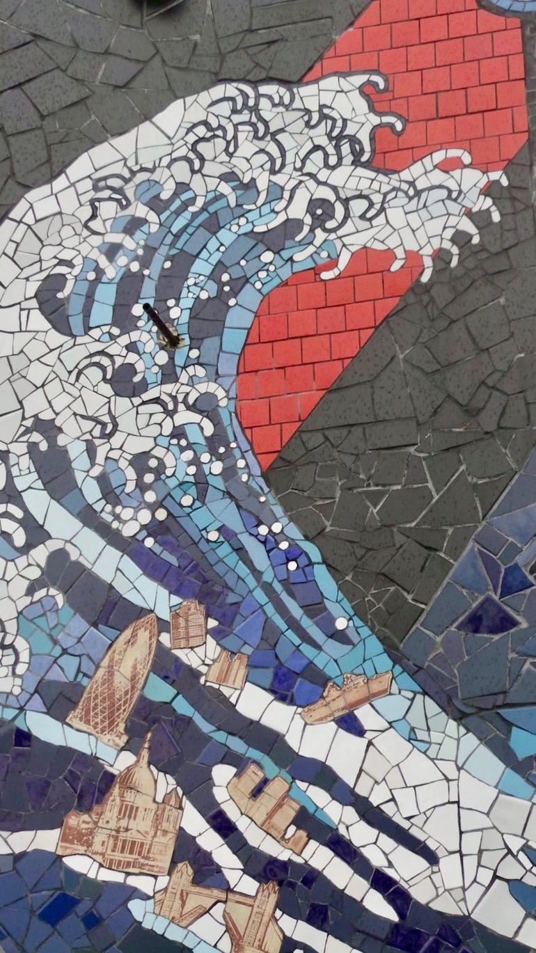 Massive wave at Carrie Reichardt Mosaic House, Chiswick area of London. Photo Credit: © Christopher Hayden.