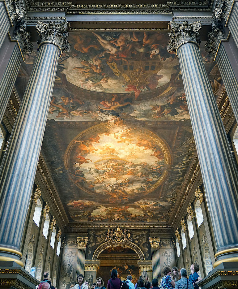 Mural of the Painted Hall, Greenwich. Photo Credit: © Depthcharge101 via Wikimedia Commons.