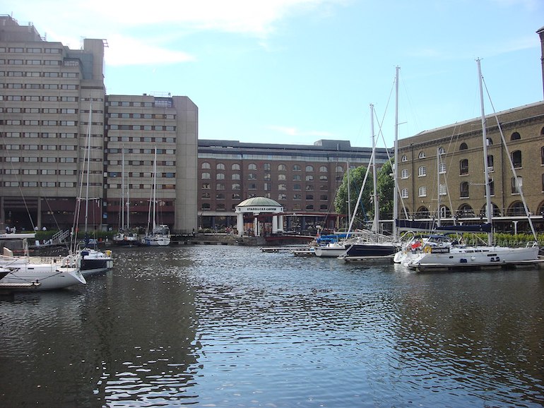 St Katharine Docks in London. Photo Credit: © Panhard via Wikimedia Commons.