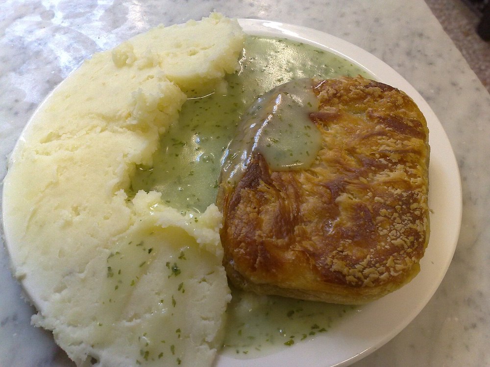 Manze's pie and mash shop on Tower Bridge Road in Bermondsey, London. Photo Credit: © Secretlondon via Wikimedia Commons. 