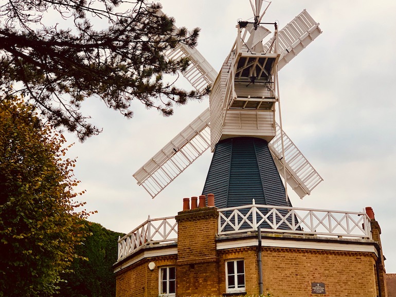 The windmill was built in 1817 in the Dutch style. Photo Credit: © Antony Robbins.