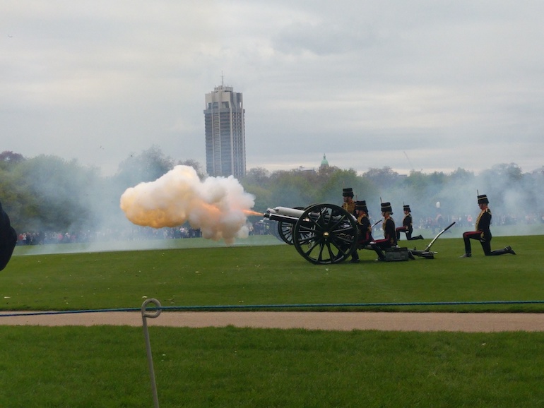 Gun Salute for the Royal Birth, held in Hyde Park on 24/04/2018. Photo Credit: © Richard Symonds via Wikimedia Commons.