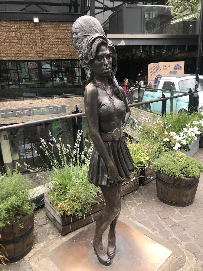 Bronze statue of the British singer Amy Winehouse located in the Stables Market in Camden Town. Photo Credit: © Edwin Lerner.