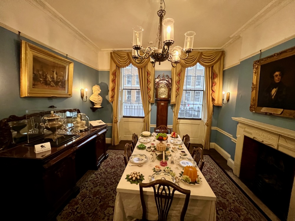 Dining room table at Charles Dickens Museum in London. Photo Credit: © Ursula Petula Barzey.