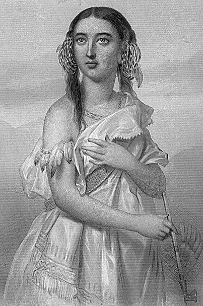 A 19th-century depiction of Pocahontas. Photo Credit: © Unknown Author via Wikimedia Commons.