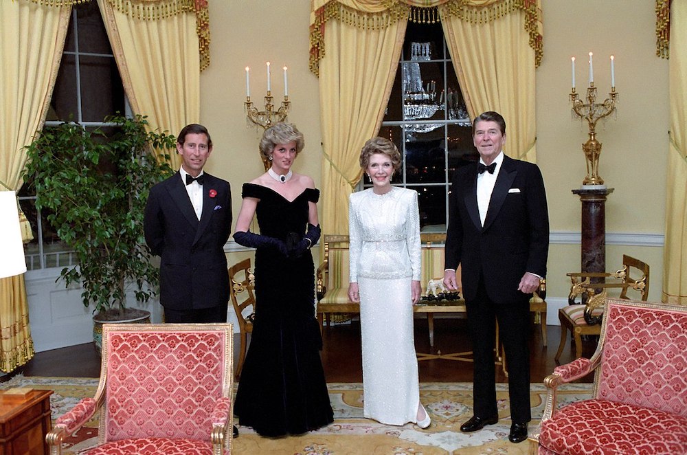 President Reagan, Nancy Reagan, Prince Charles and Princess Diana in the Yellow Oval Room. Photo Credit: © Public Domain via Wikimedia Commons.