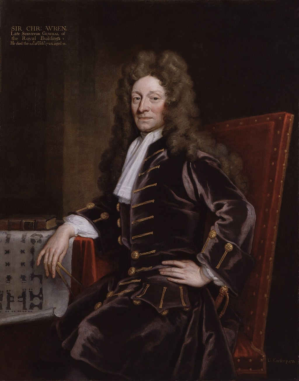 Sir Christopher Wren painting by Godfrey Kneller. Photo Credit: © Public Domain via Wikimedia Commons.