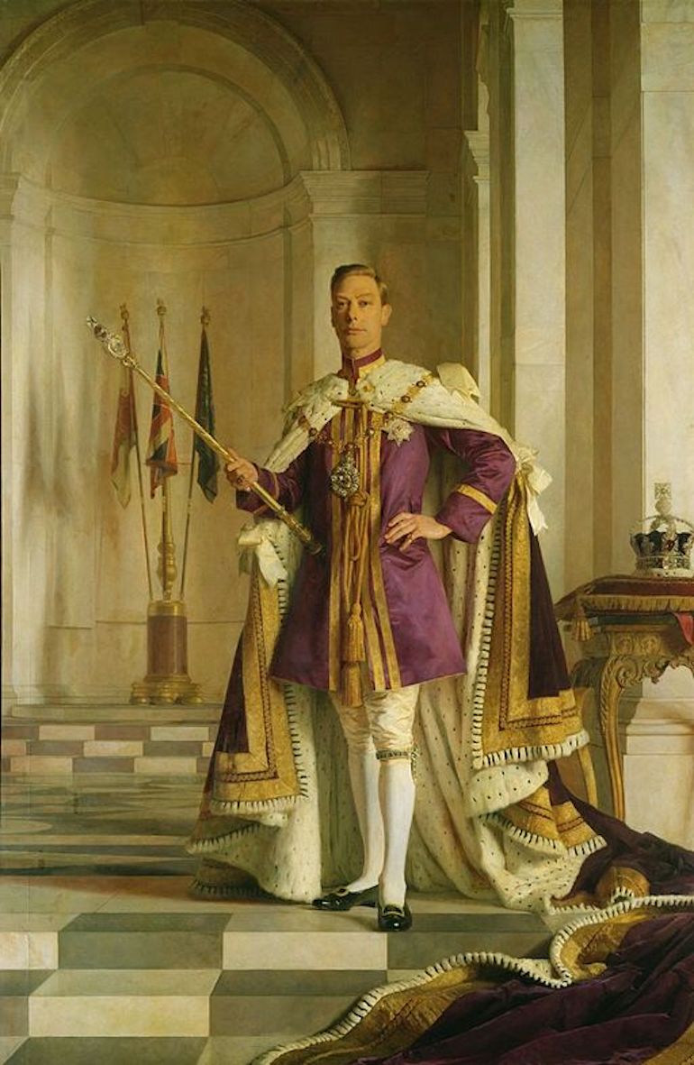 British Monarchs: King George VI painting by Gerald Kelly. Photo Credit: © Public Domains via Wikimedia Commons.