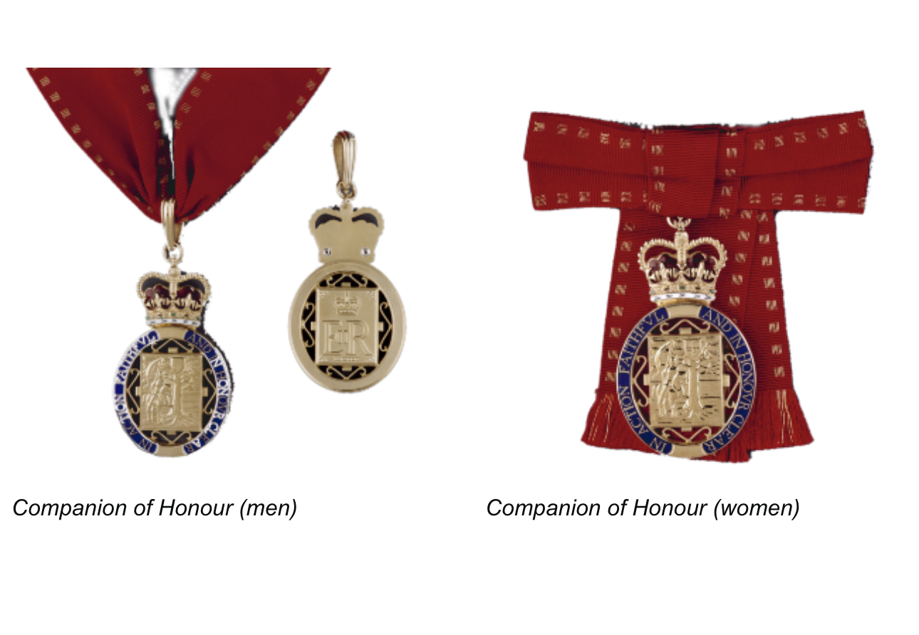 UK Honour System: Companion of Honour medals. Photo Credit: © UK Cabinet Office.