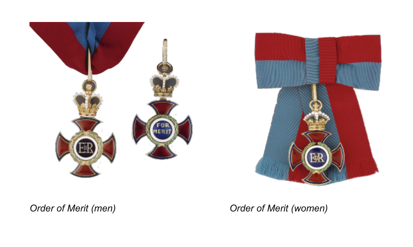 UK Honour System: Order of Merit medals. Photo Credit: © UK Cabinet Office.