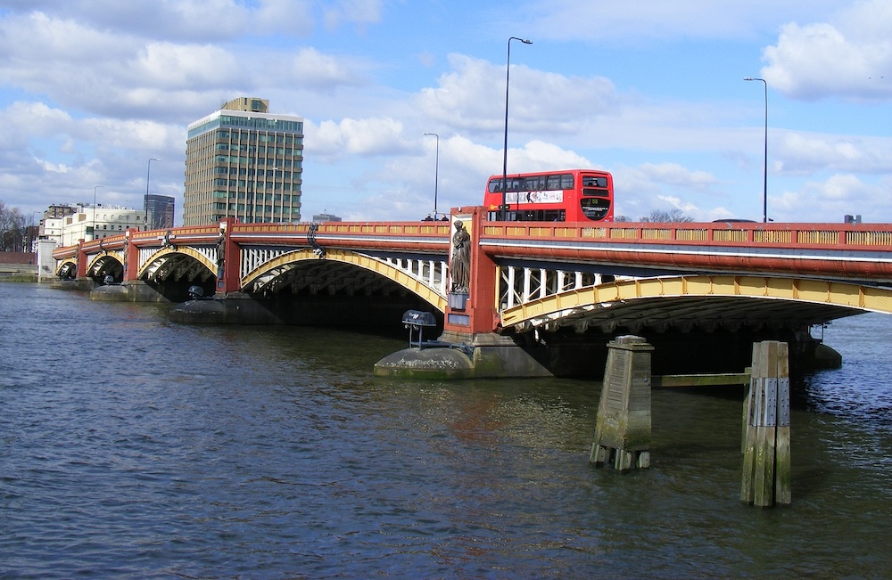 Vauxhall Bridge in London. Photo Credit: © Paul Farmer via Wikimedia Commons.