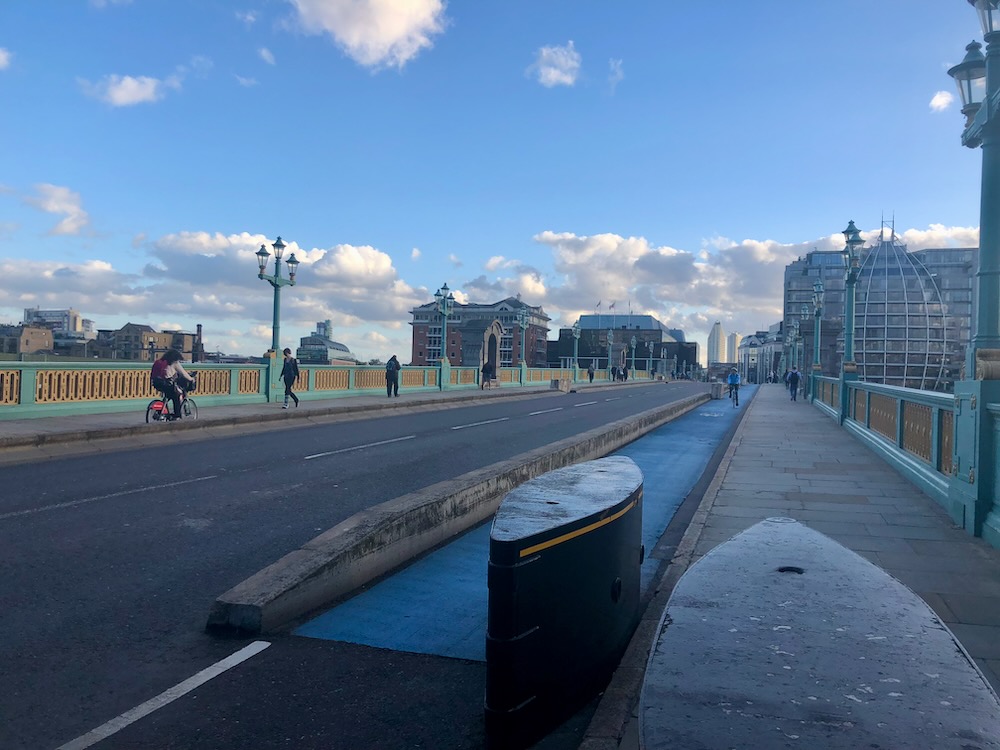 Walking over Southwark Bridge. Photo Credit: © Ursula Petula Barzey.