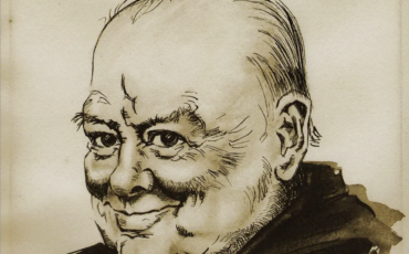 Pen and ink drawing of Sir Winston Churchill by Paul Trevillion.