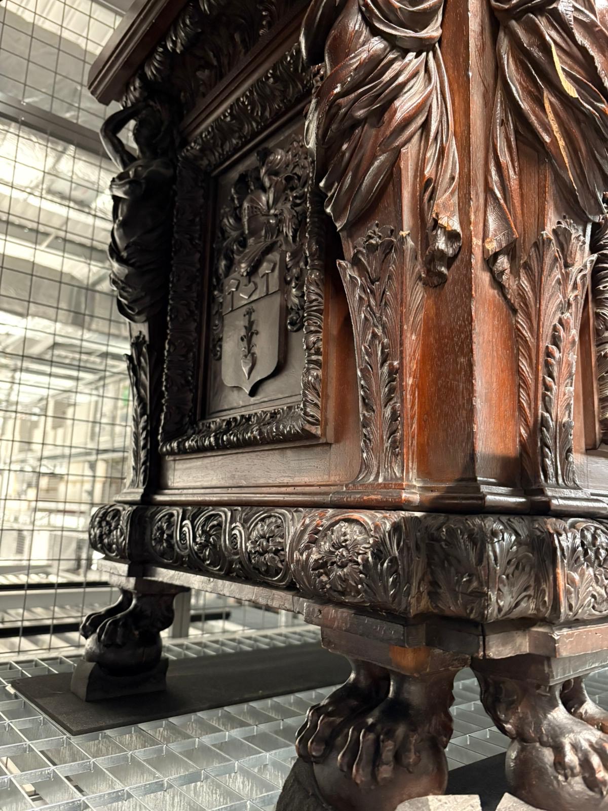 Carved Wood Furniture at V & A East Storefront. Photo Credit: © Chris Van Hayden.
