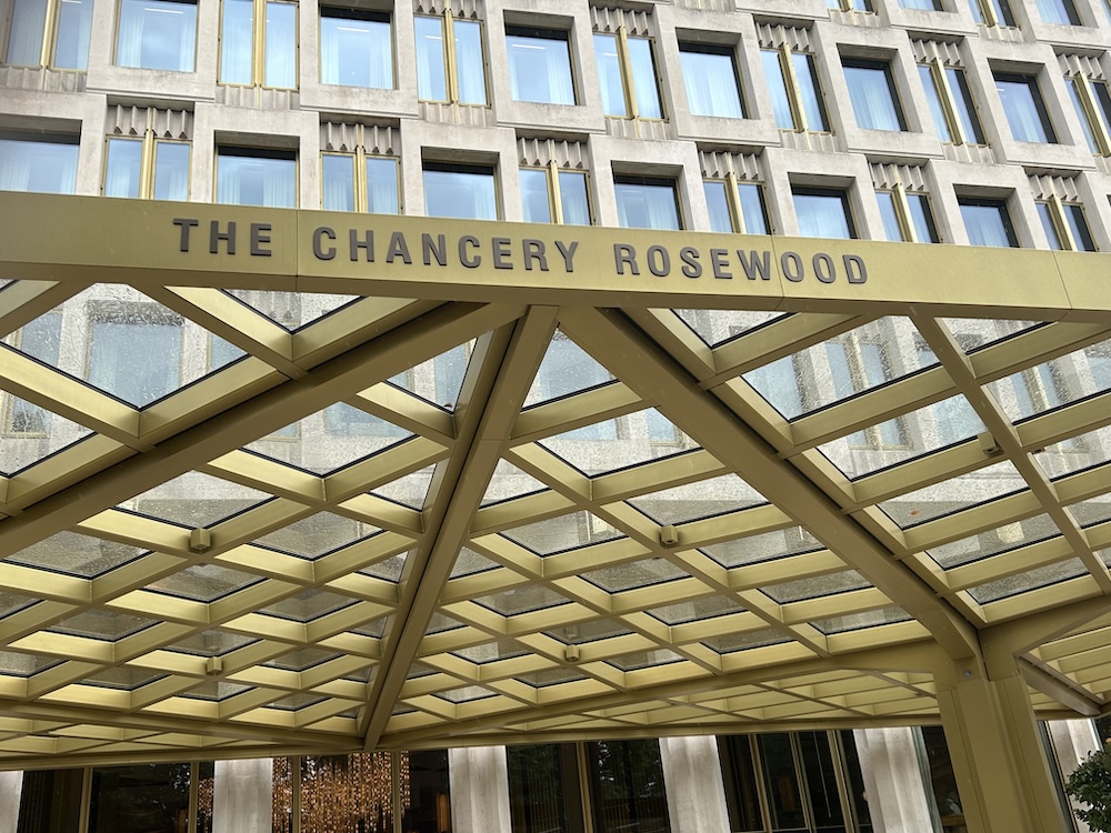 Entrance to the Chancery Rosewood Hotel former home of the US Embassy. Photo Credit: © Edwin Lerner.