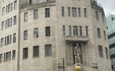 BBC London headquarters with Prospero and Ariel statue by sculptor Eric Gill. Photo Credit: © Edwin Lerner.