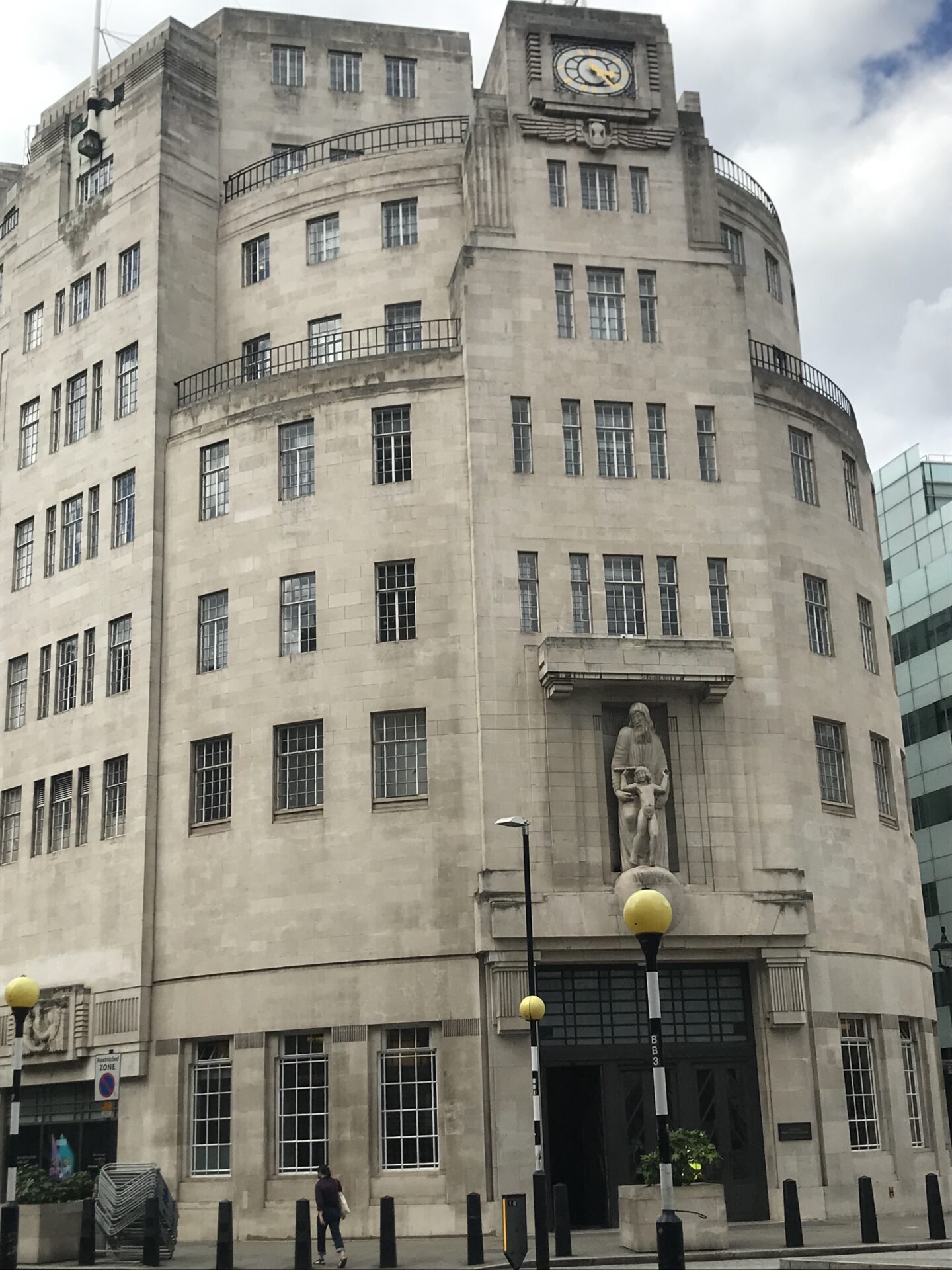 BBC London headquarters with Prospero and Ariel statue by sculptor Eric Gill. Photo Credit: © Edwin Lerner. 