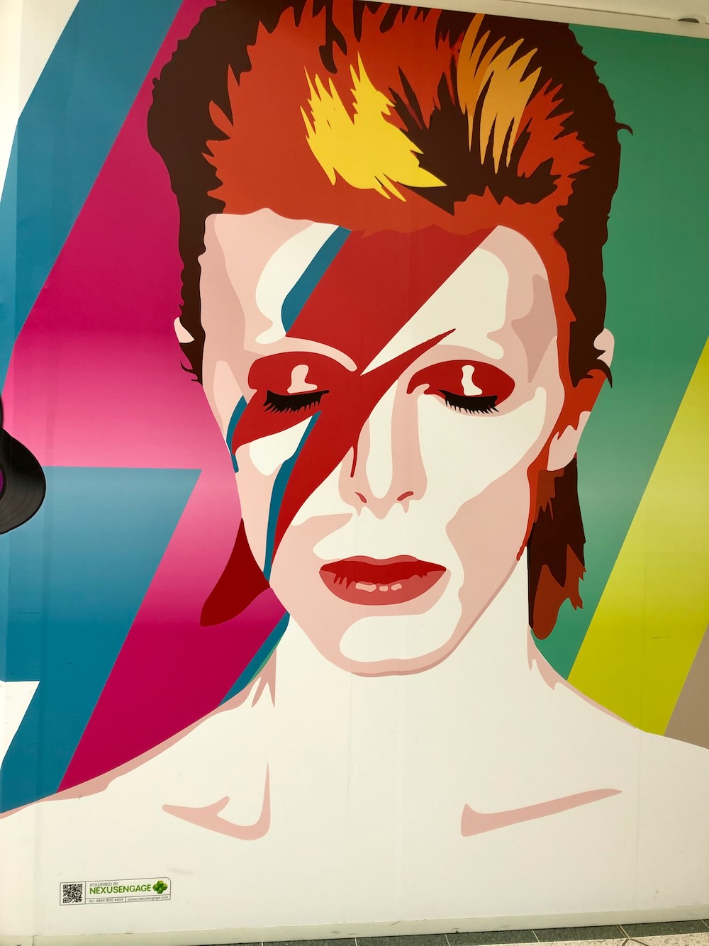 Ziggy Stardust aka David Bowie Mural in Glade Shopping Centre in Bromley. Photo Credit: © Ursula Petula Barzey.