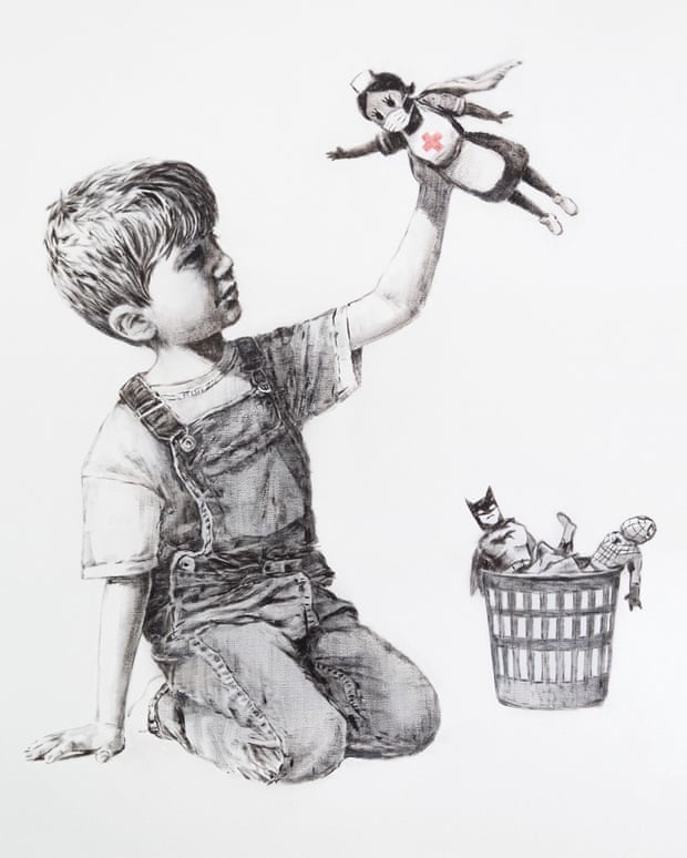 Banksy Game Changer painting celebrating NHS Staff. Photo Credit: © Edwin Lerner. 