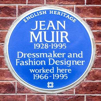 Jean Muir Blue Plaque in London. Photo Credit: © English Heritage.